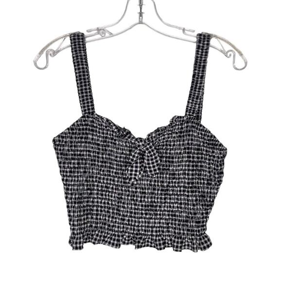 Sienna Sky Womens Top Size L Black White Checkered Smocked Sleeveless Casual - Picture 1 of 12
